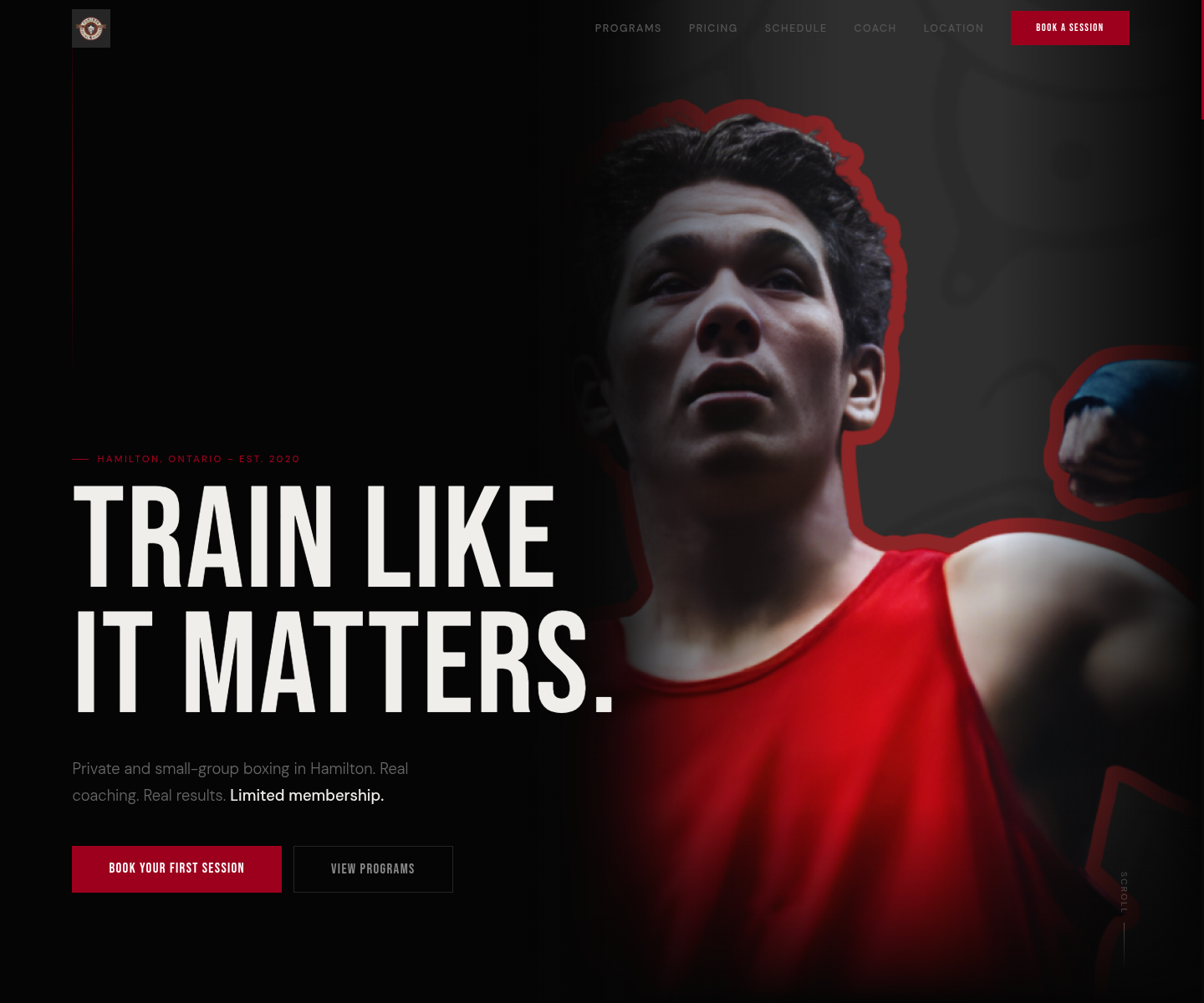 Homepage screenshot for Tomines Boxing
